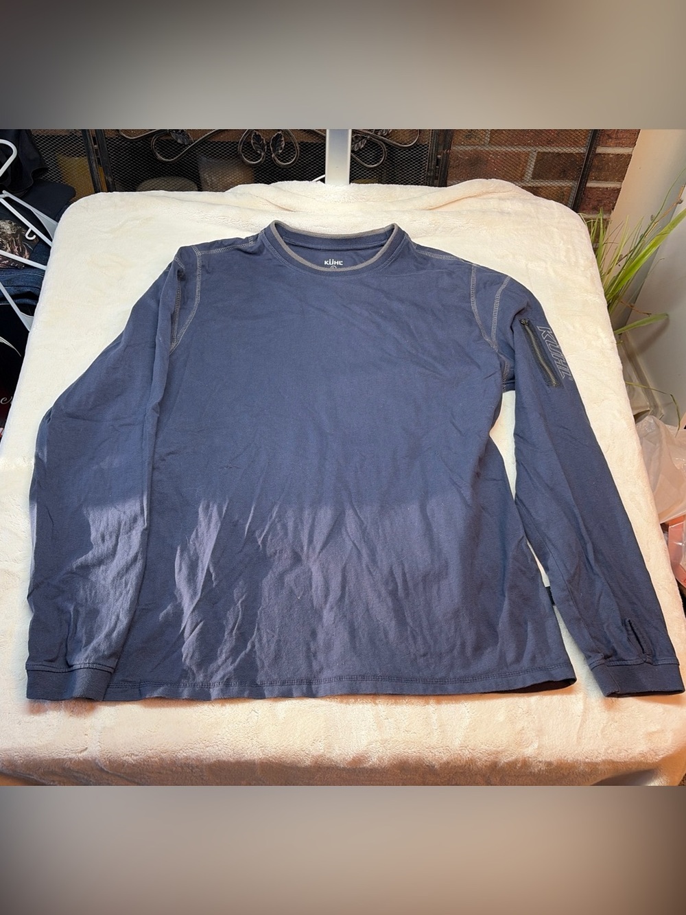 KUHL Kommando Wildfibre 100% Organic Long Sleeve Men Sz L Blue
